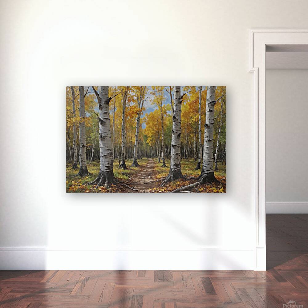 Autumn Birch Forest Path Reproduction