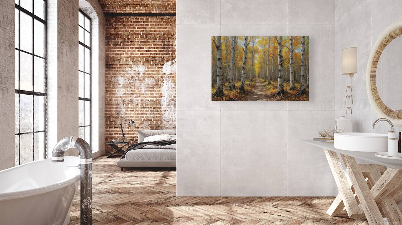 Autumn Forest Path with Vibrant Foliage Reproduction