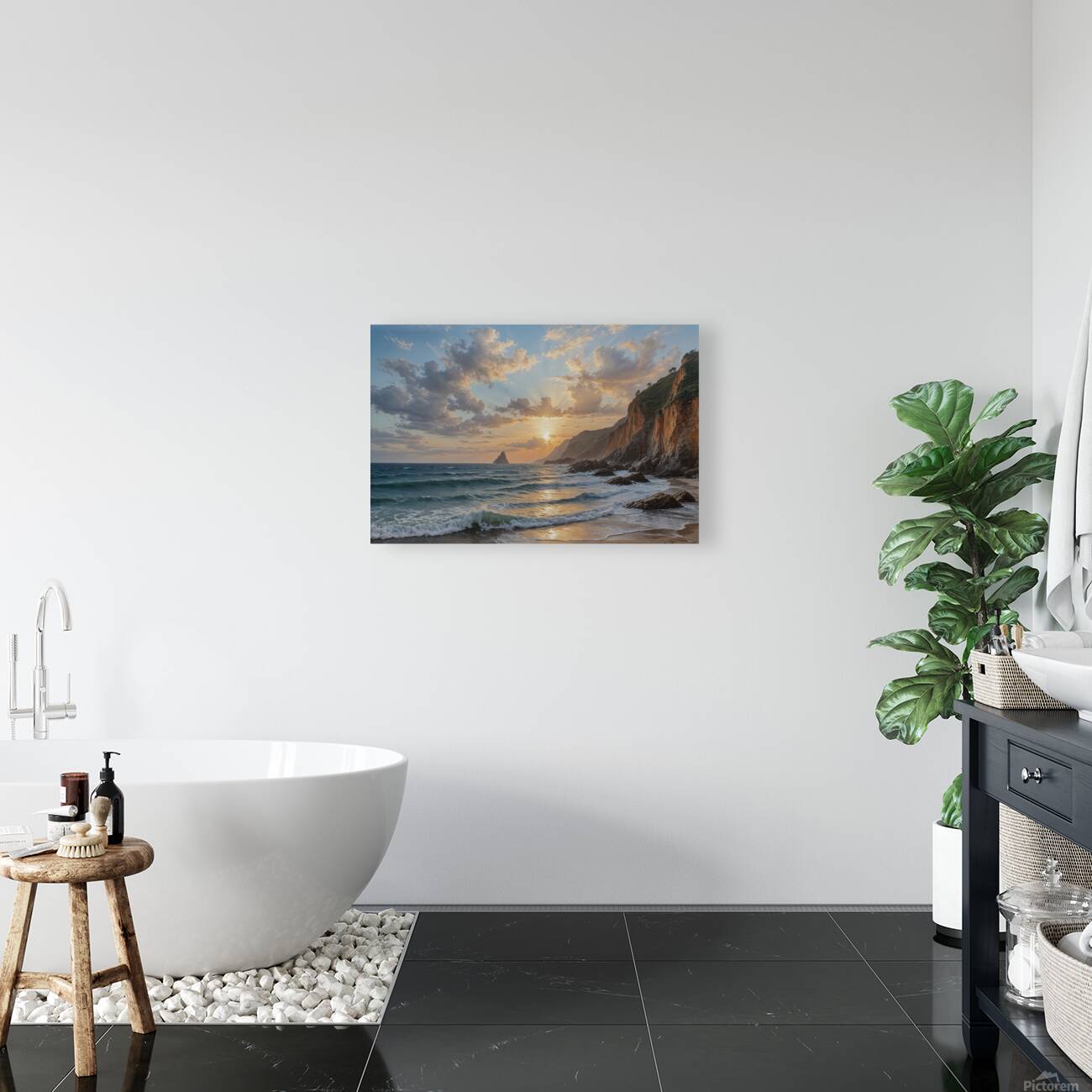 Serene Sunset at the Beach Reproduction