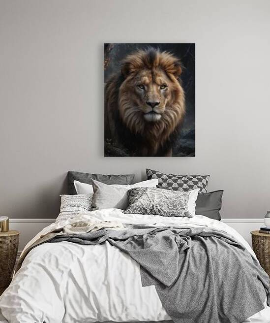 Majestic Lion in a Dark Forest by Wildscape Creations