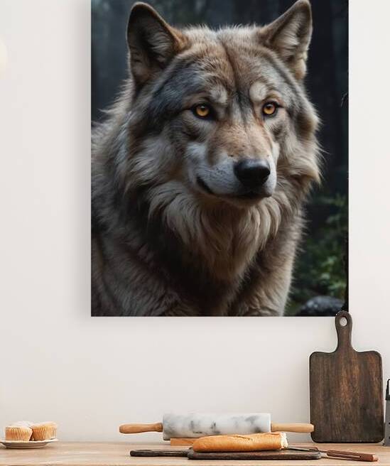 Majestic Wolf Portrait in Misty Forest by Wildscape Creations