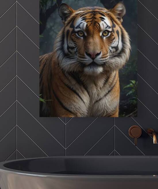 Majestic Tiger Portrait in Lush Forest by Wildscape Creations