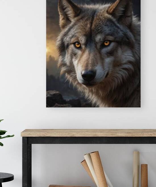 Majestic Wolf Portrait in Misty Forest by Wildscape Creations