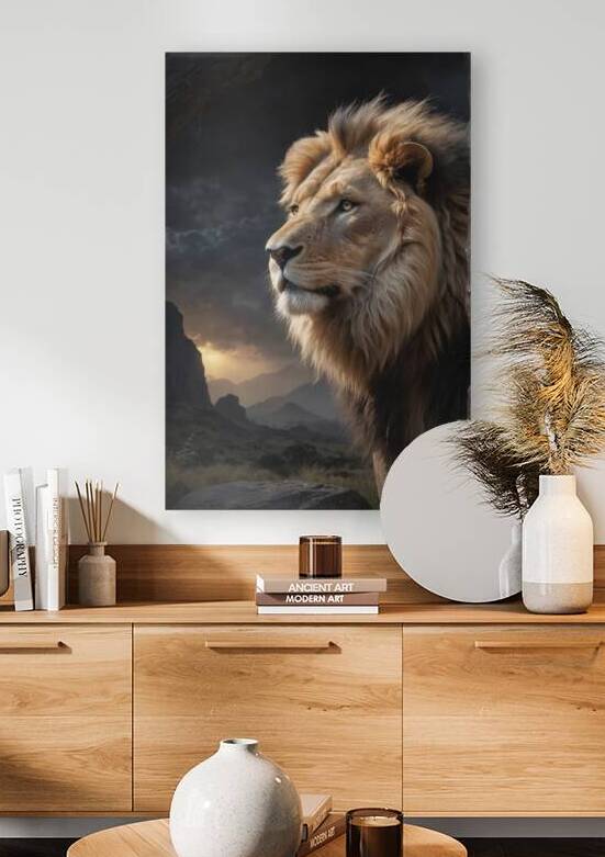 Majestic Lion in Dramatic Landscape by Wildscape Creations
