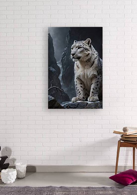 Majestic Snow Leopard in Misty Mountains by Wildscape Creations