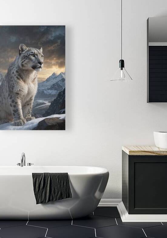Majestic Snow Leopard in Mountain Landscape by Wildscape Creations