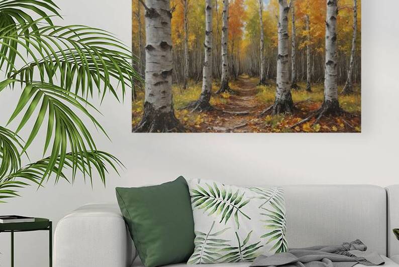 Autumn Birch Forest Path by Wildscape Creations
