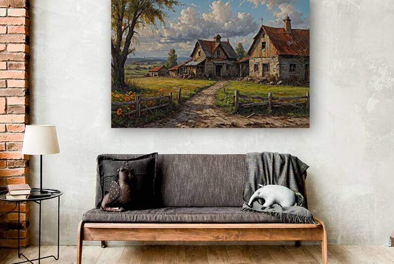 Charming Rustic Countryside Landscape Reproduction