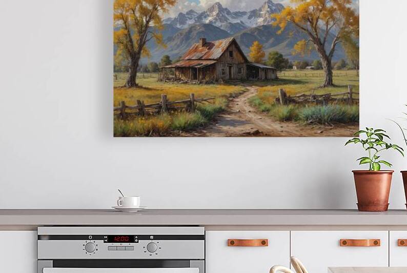 Rustic Farmhouse in Autumn Landscape by Wildscape Creations