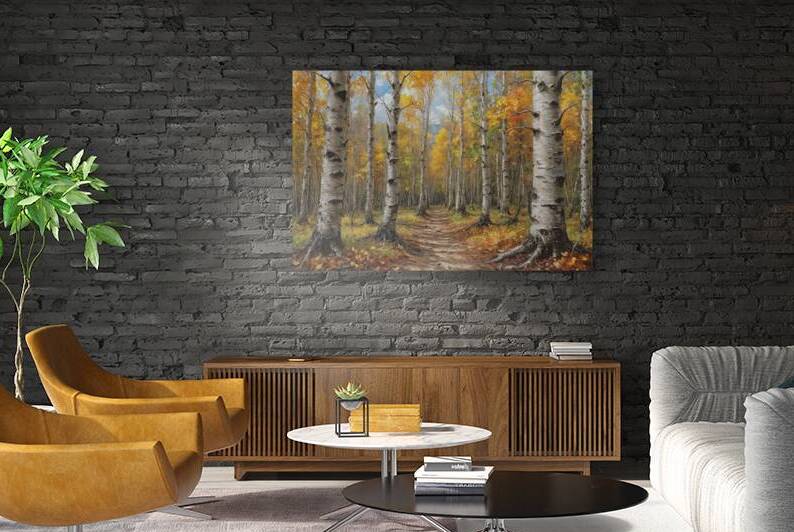Autumn Birch Forest Path by Wildscape Creations