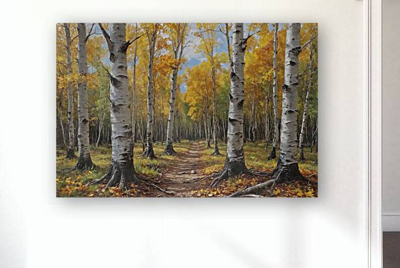 Autumn Birch Forest Path by Wildscape Creations