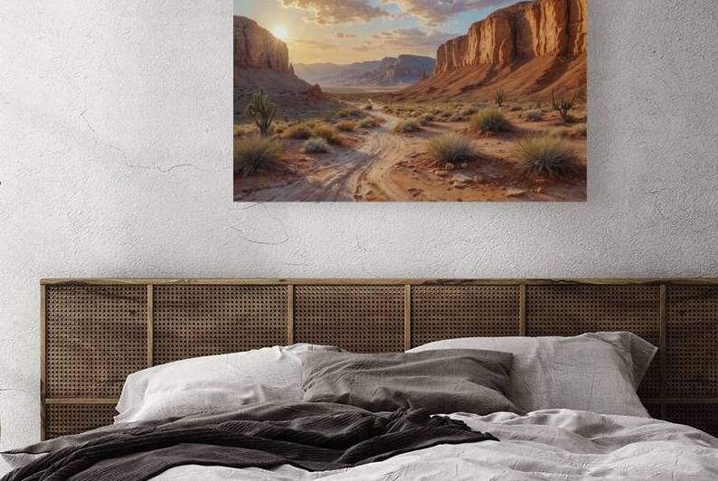 Desert Sunset Landscape with Rock Formations by Wildscape Creations