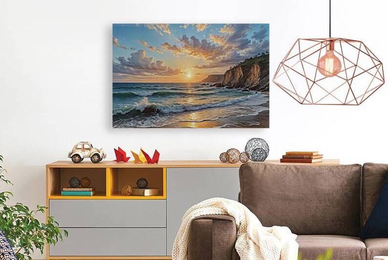 Breathtaking Sunset Over Ocean Waves by Wildscape Creations