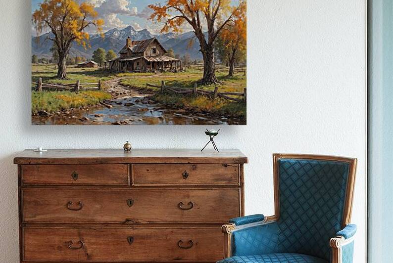 Charming Autumn Landscape with Rustic House by Wildscape Creations
