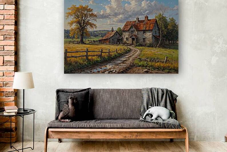Charming Autumn Rural Landscape with Old House by Wildscape Creations