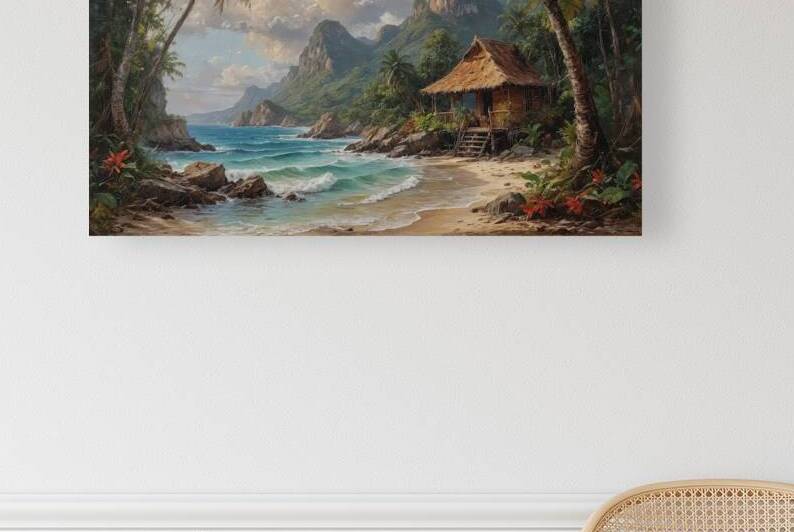 Tropical Beach Paradise with Thatched Hut by Wildscape Creations