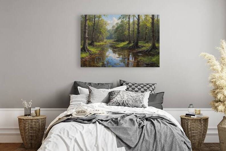 Tranquil Swamp Landscape with Reflections by Wildscape Creations
