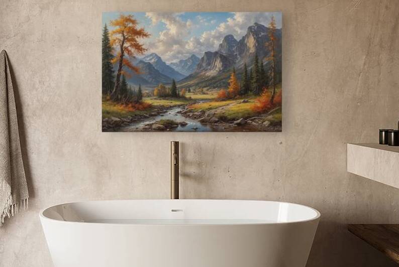 Autumn Mountain Valley Landscape by Wildscape Creations