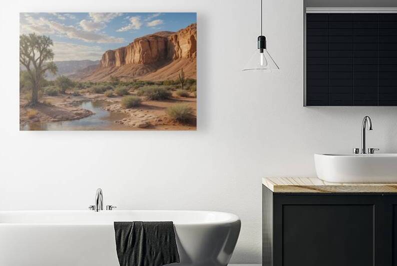 Serene Desert Landscape with Rock Formations by Wildscape Creations