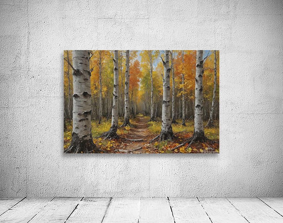 Autumn Birch Forest Path Wall Preview