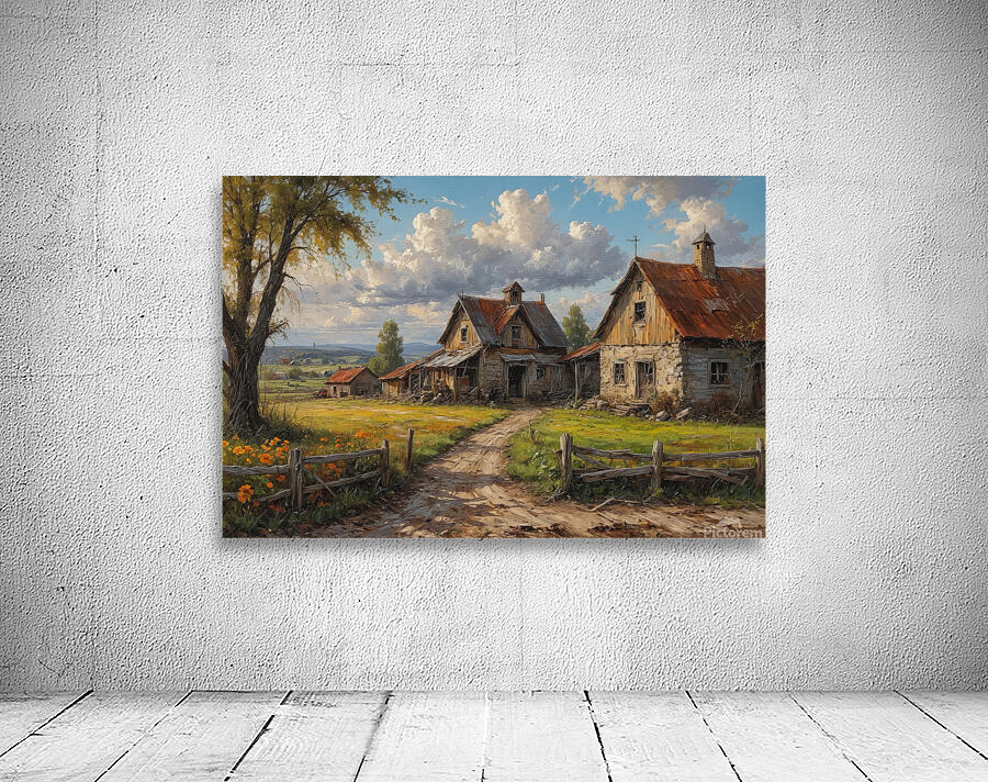 Charming Rustic Countryside Landscape Wall Preview