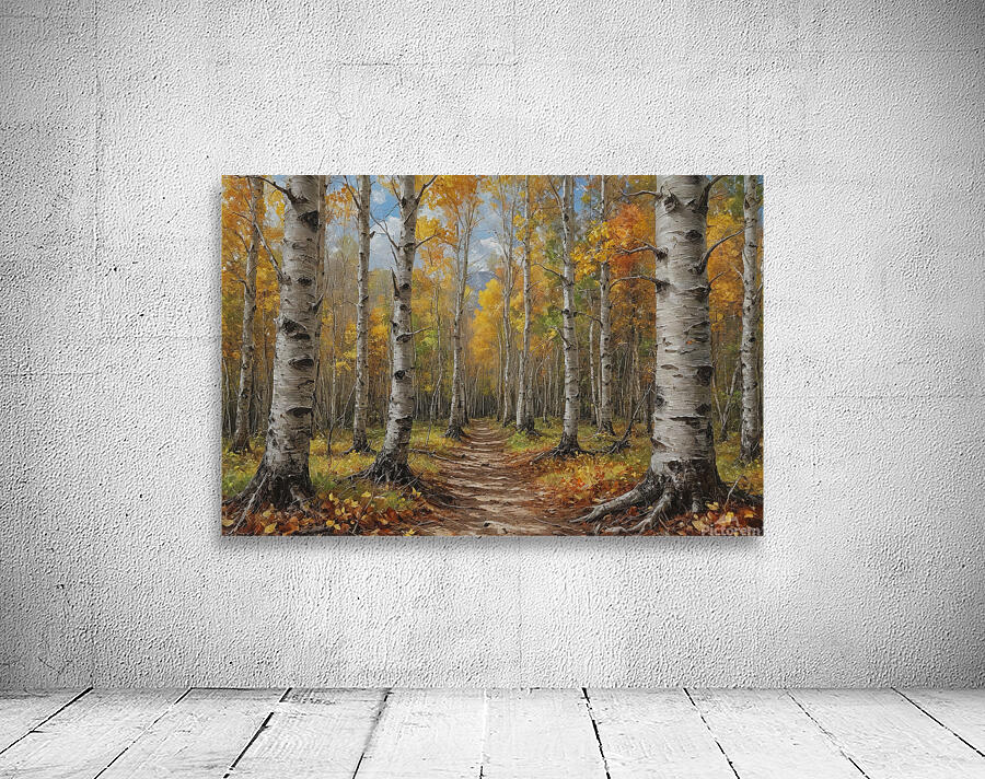 Autumn Birch Forest Path Wall Preview