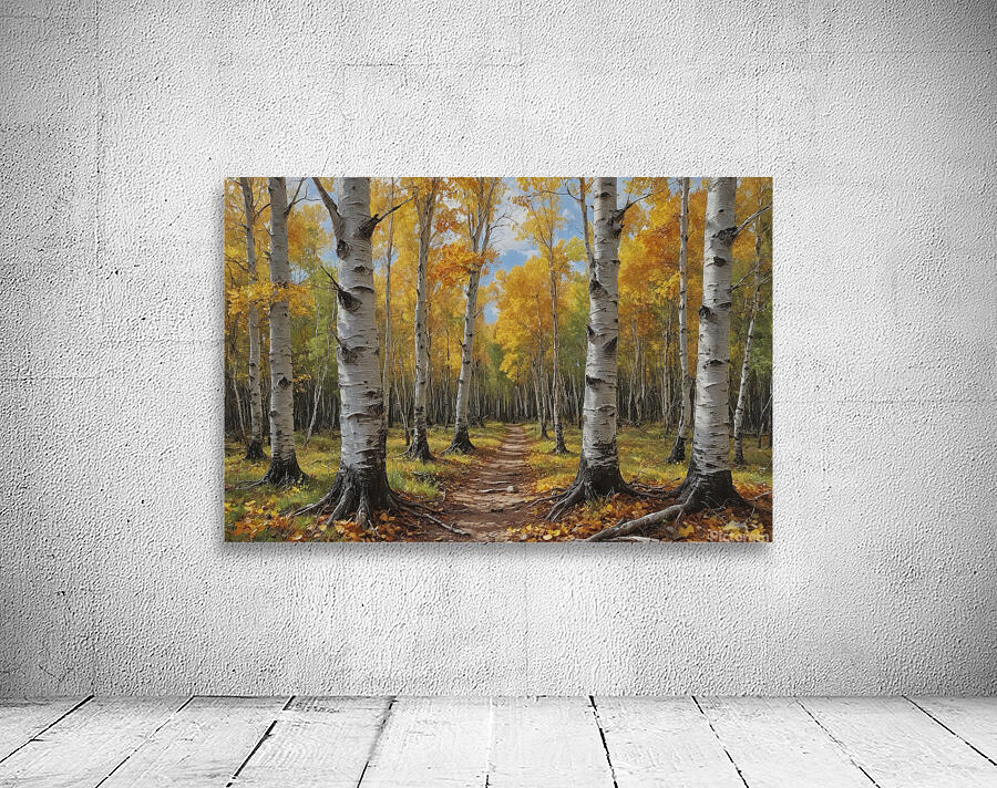 Autumn Birch Forest Path Wall Preview