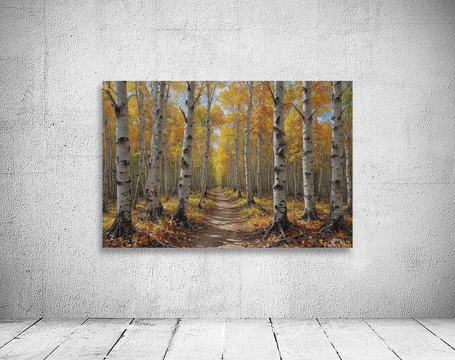 Autumn Forest Path with Vibrant Foliage Wall Preview