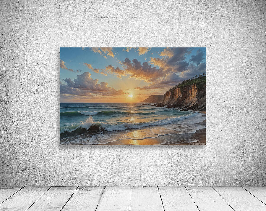 Breathtaking Sunset Over Ocean Waves Wall Preview