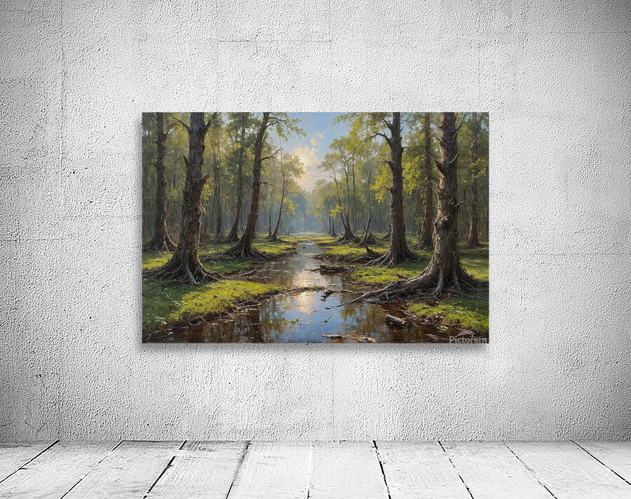 Tranquil Forest Stream Landscape Wall Preview