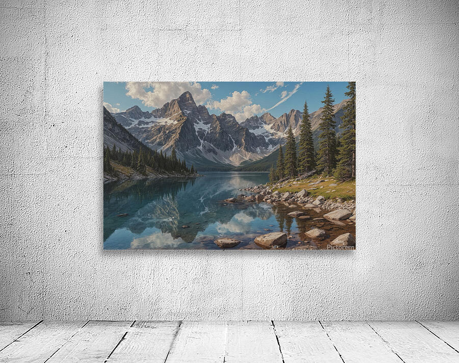 Tranquil Mountain Lake Reflection Wall Preview