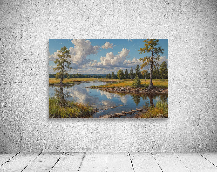 Tranquil River Landscape with Reflections Wall Preview