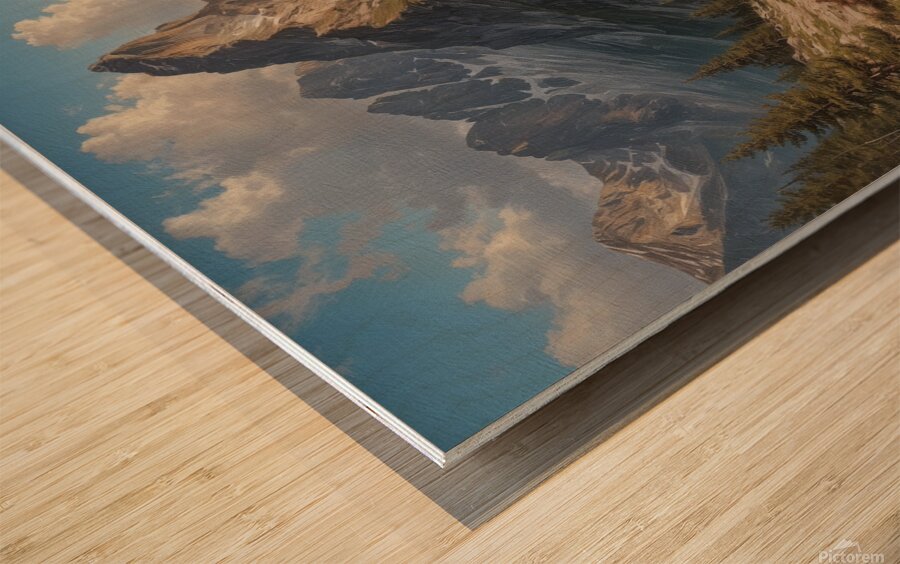 Majestic Mountain Landscape with Stream Wood print