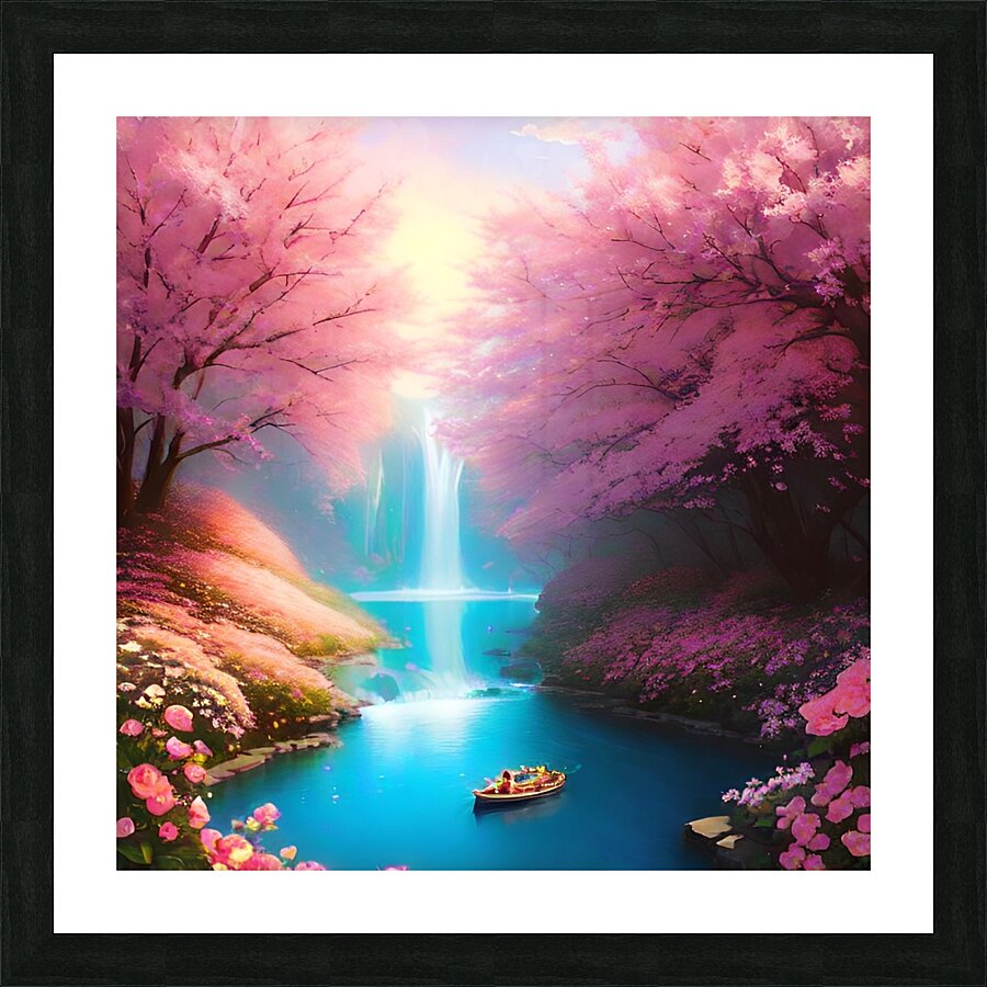 Pink trees with river Picture Frame print
