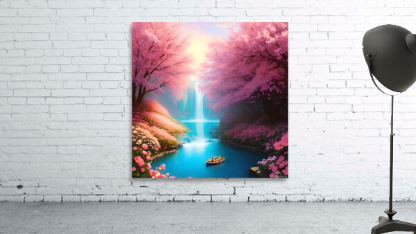 Pink trees with river Wall Preview