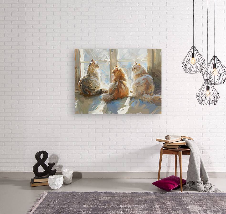 Three long haired cats drawn  Reproduction