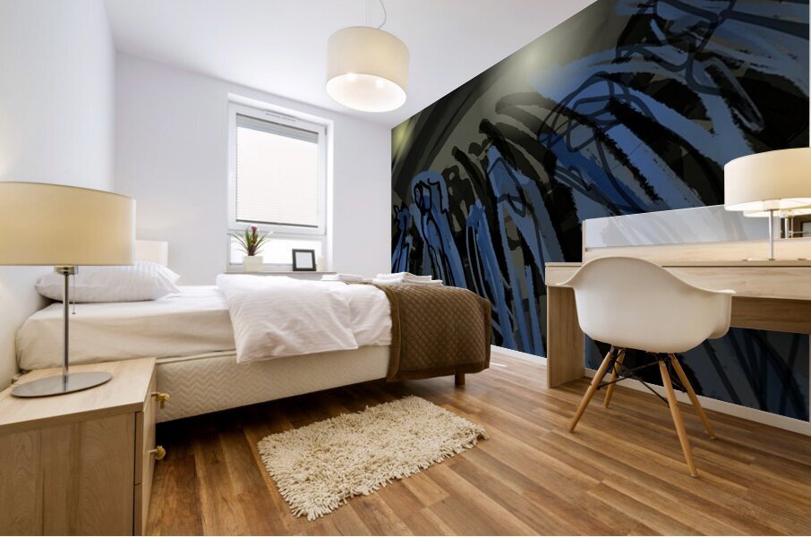 Procession indigo  Mural print