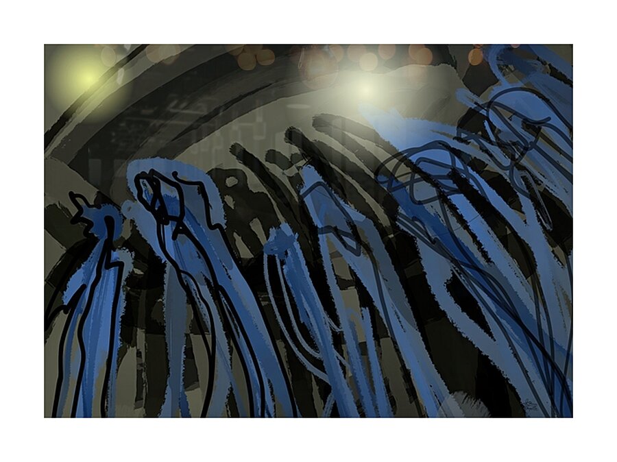 Procession indigo  Picture Frame print