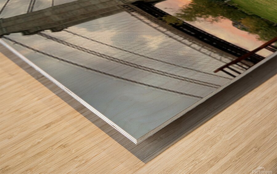 Sunset at Brooklyn & Manhattan Bridges Wood print