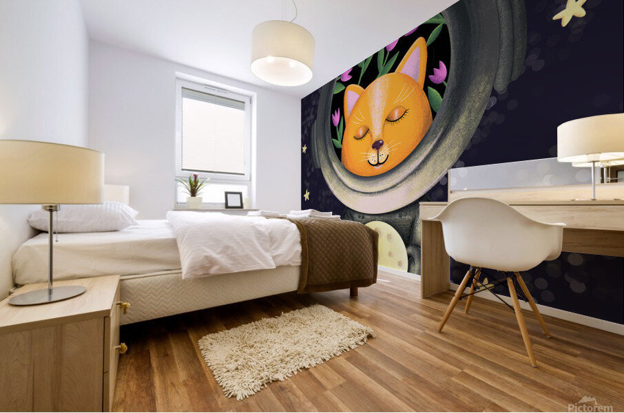 Cat in space Mural print