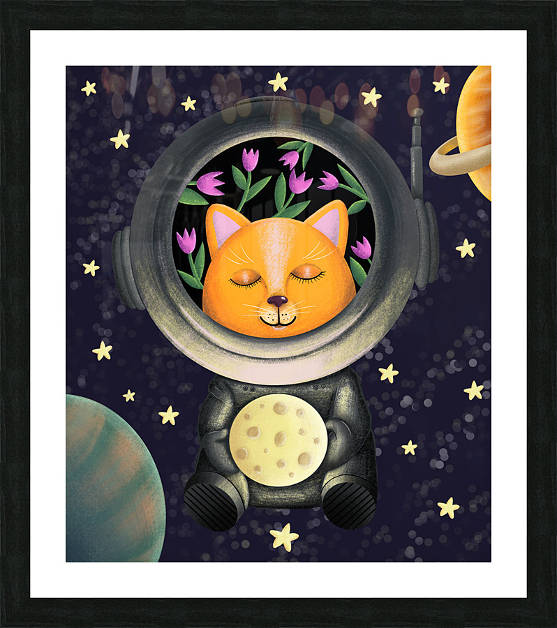 Cat in space Picture Frame print