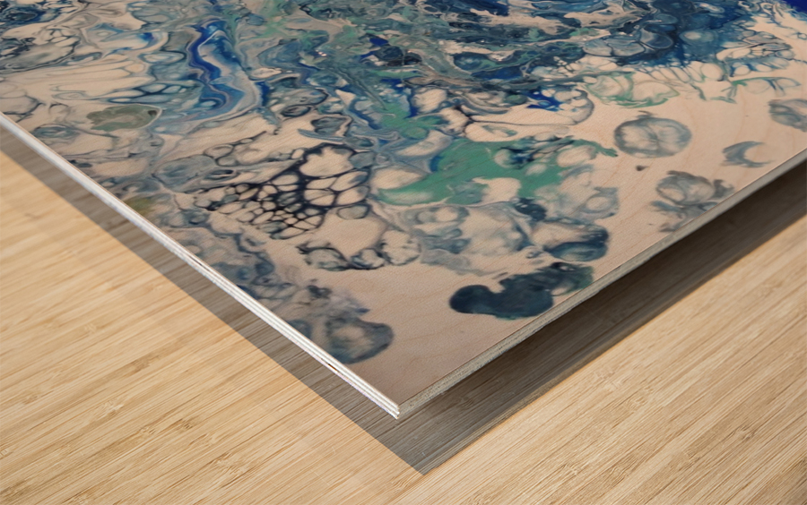 Blue wave Wood print
