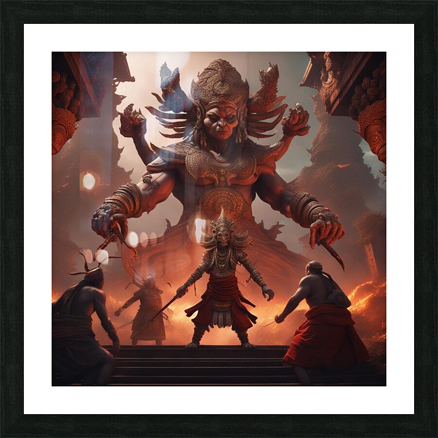 Ancient Demon attacking monks 1 Picture Frame print