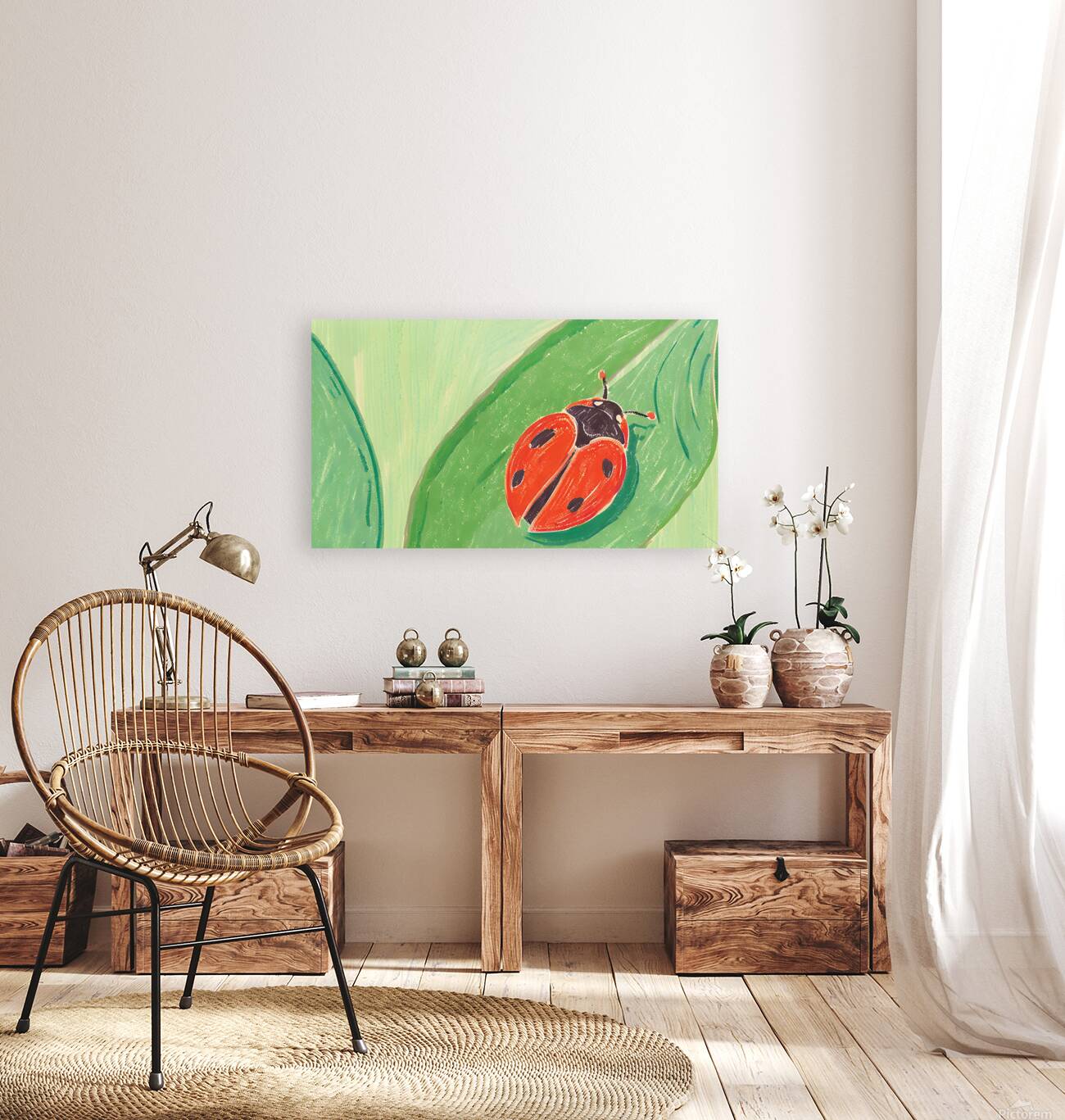Charming Ladybug on a Leaf Reproduction