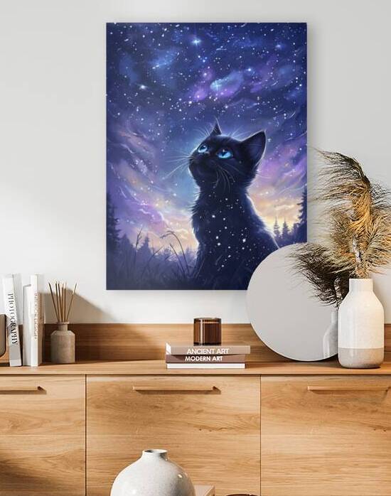 Celestial Whiskers by VintageBioCanvas Studio