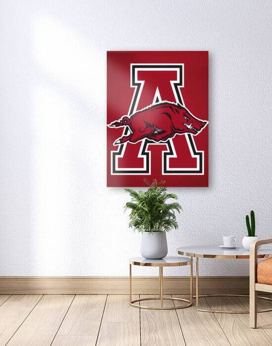 Crimson Letter A Featuring Aggressive Razorback Pig Illustration by VintageBioCanvas Studio