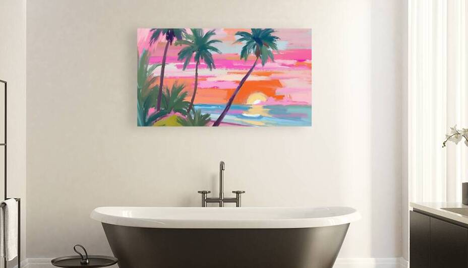 Tropical Sunset Serenity by VintageBioCanvas Studio