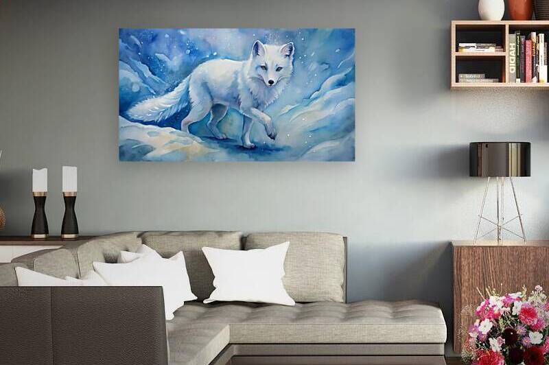 Arctic Fox Snowy Elegance by VintageBioCanvas Studio