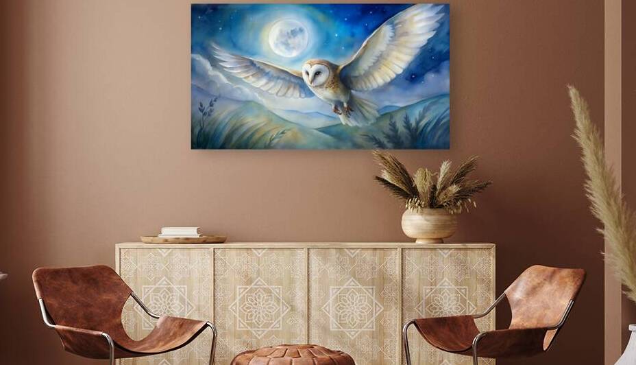 Moonlit Owl Flight Reproduction