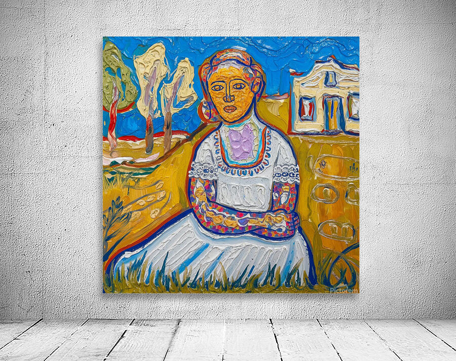 Vibrant Folk Art Portrait Wall Preview